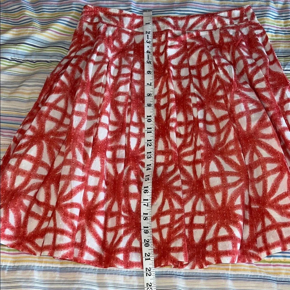 Club Monaco Red and White Pleated A-Line‎ Skirt 4